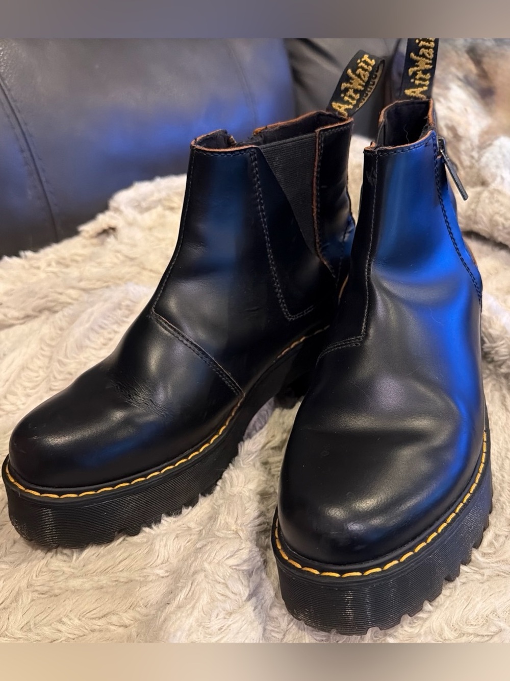 Dr. Martens Black Leather Platform Chelsea Boots